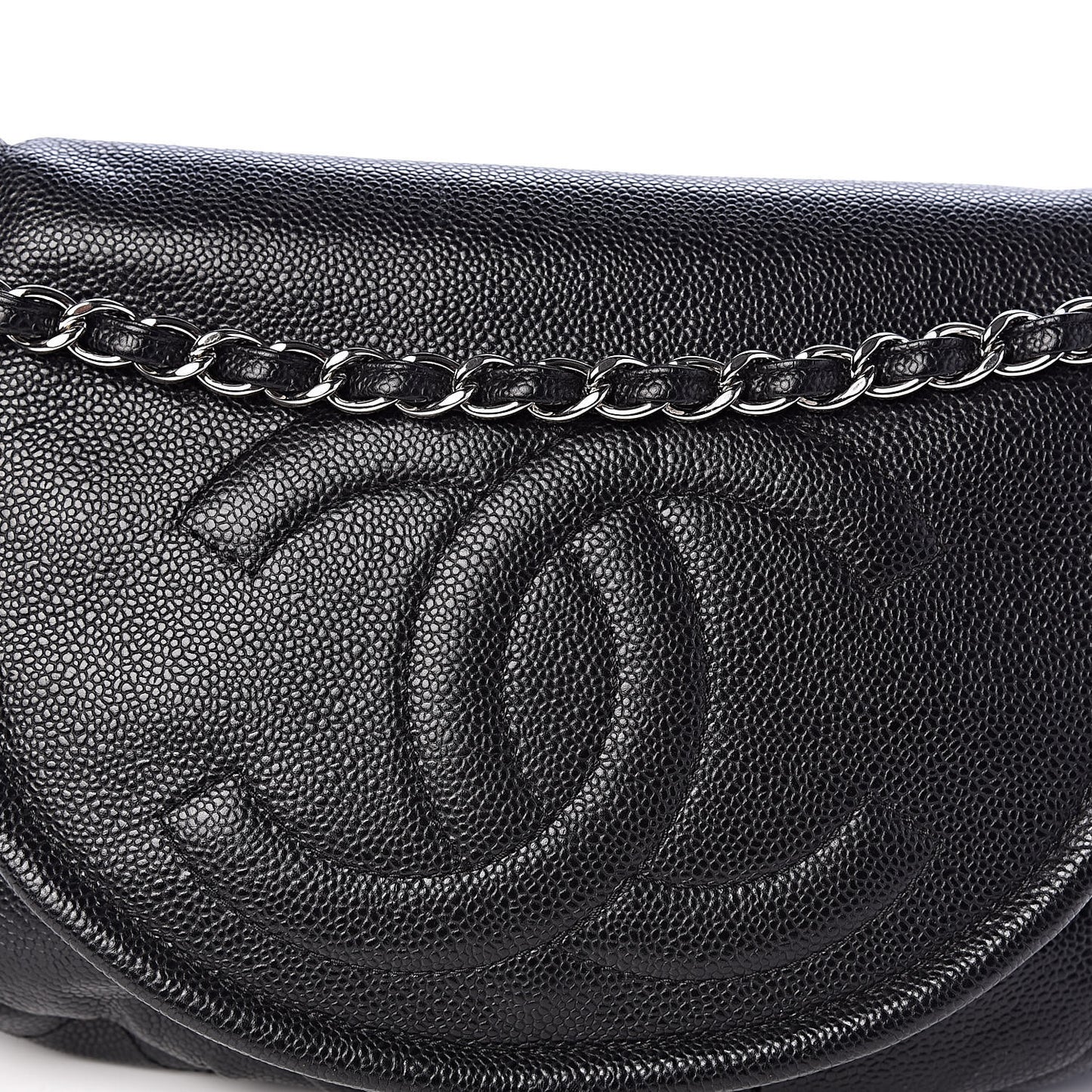 Caviar Half Moon Large Flap Black