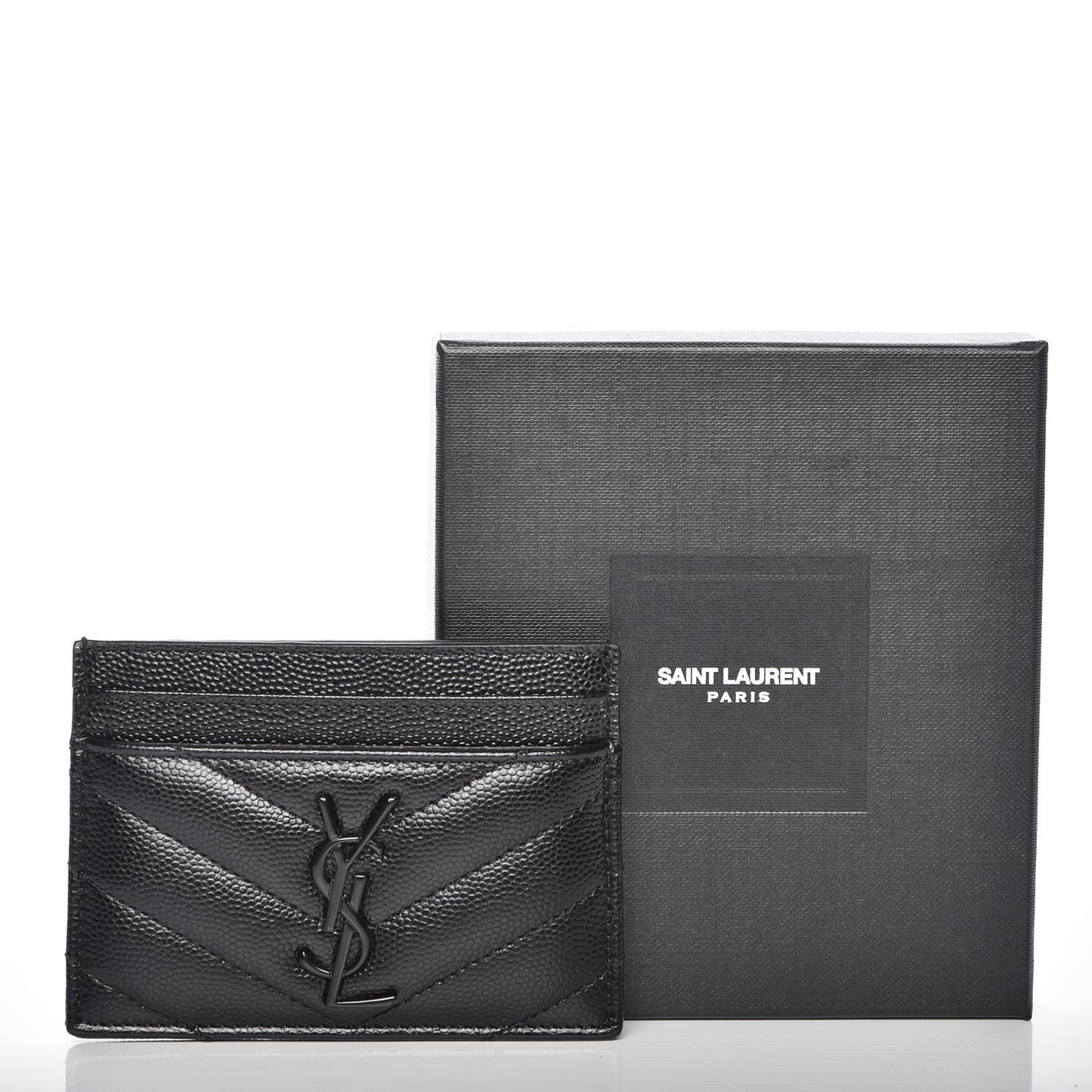 Grain De Poudre Matelasse Chevron Monogram Credit Card Case Black