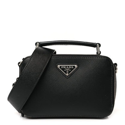 Prada Saffiano Travel Small Brique Top Handle Crossbody Bag Black 1 of 10