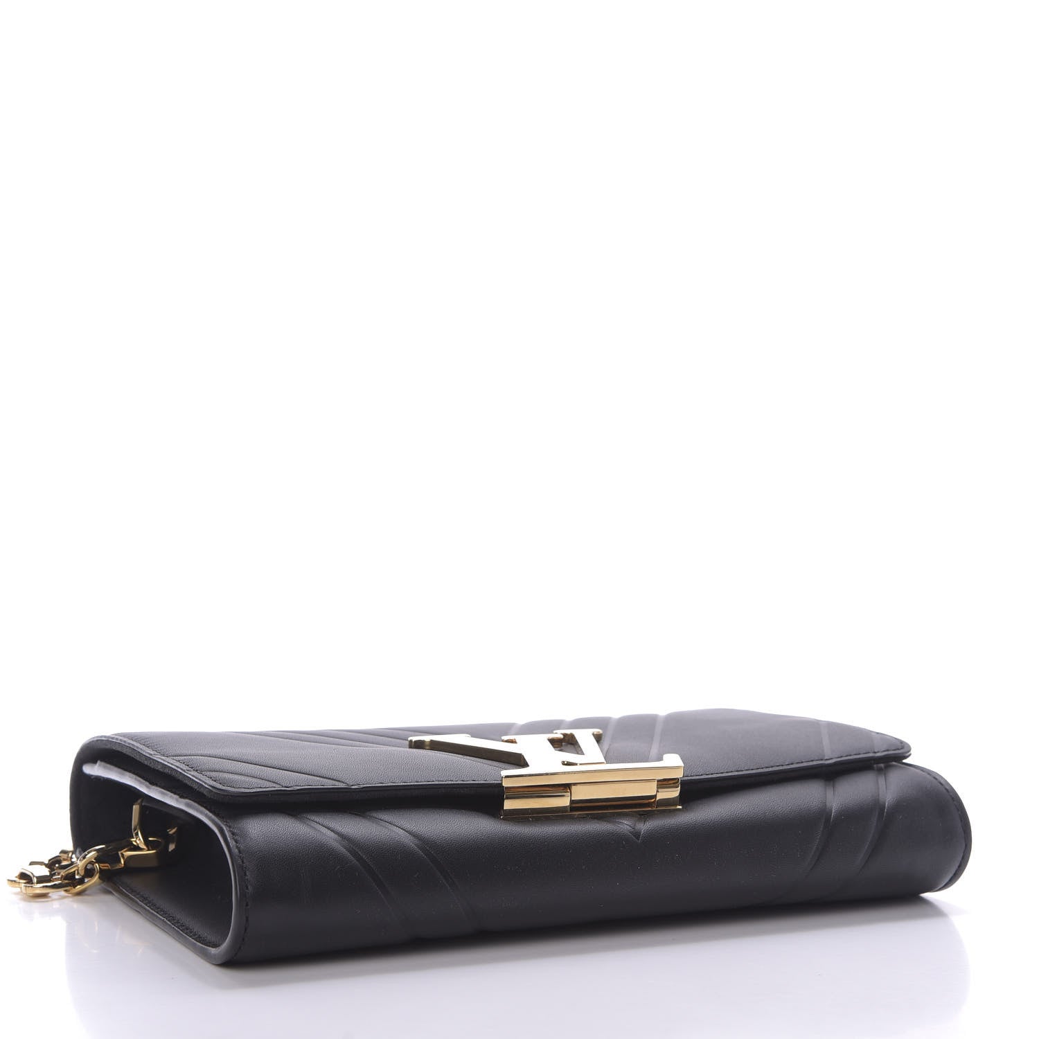 Louis Vuitton Calfskin Airy V Embossed Pochette Chain Louise GM Black 4 of 8