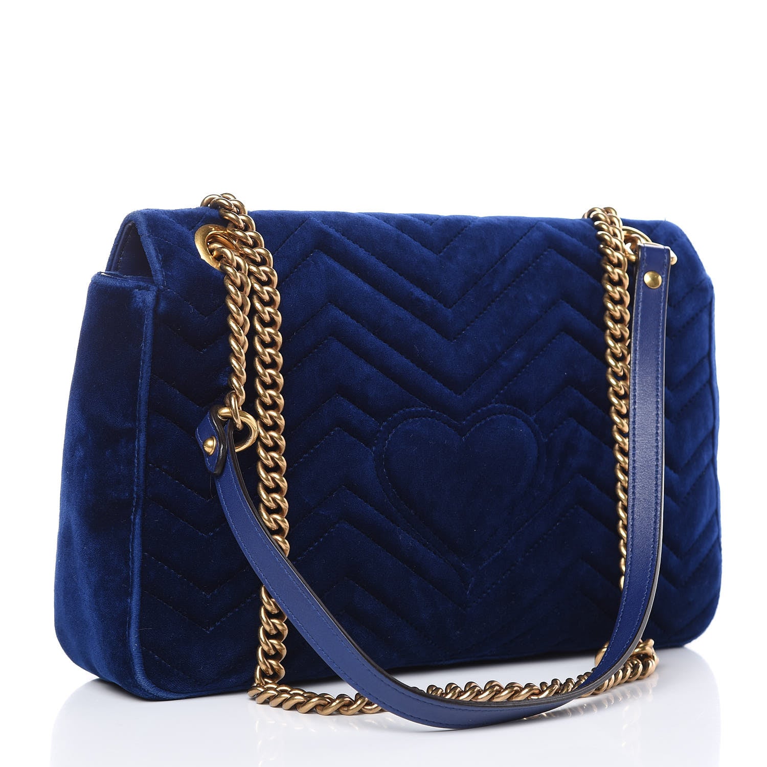 Gucci Velvet Matelasse Medium GG Marmont Shoulder Bag Cobalt Blue 3 of 18
