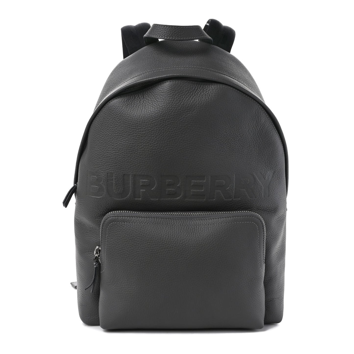 Calfskin Logo Embossed Backpack Charcoal Grey