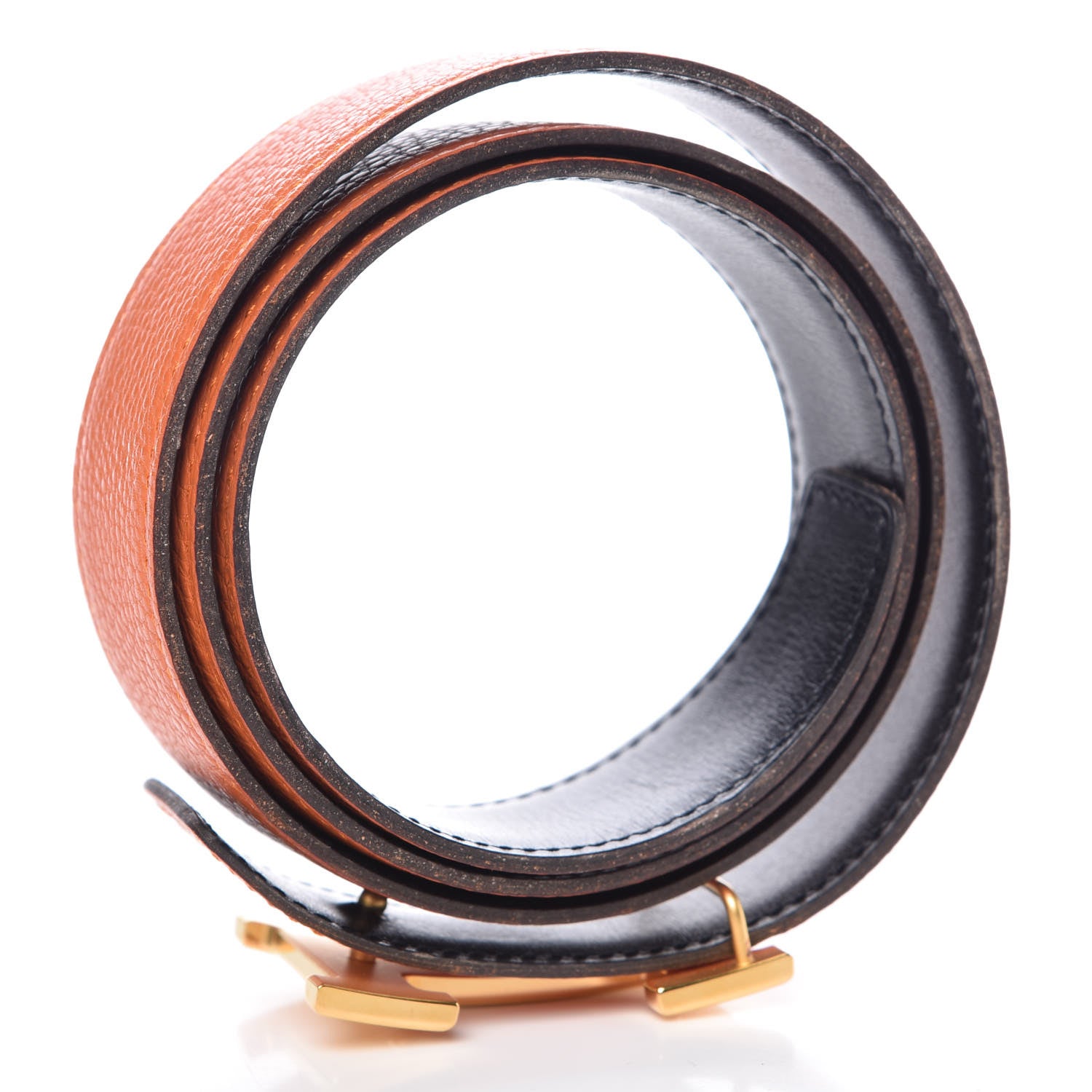 Hermes Box Taurillon Clemence 32mm H Belt 85 Orange Black 8 of 9