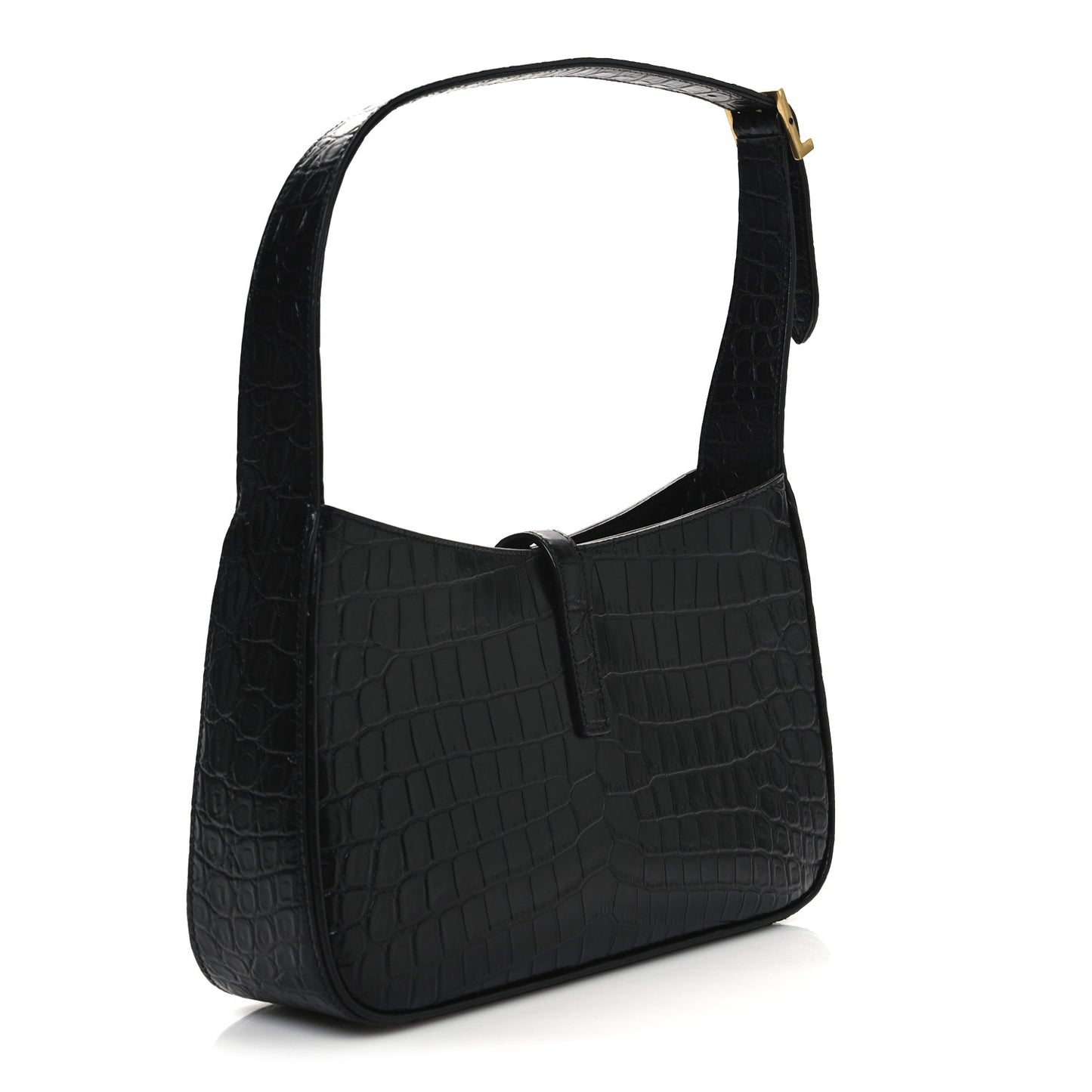 Calfskin Crocodile Embossed Le 5 A 7 Hobo Black