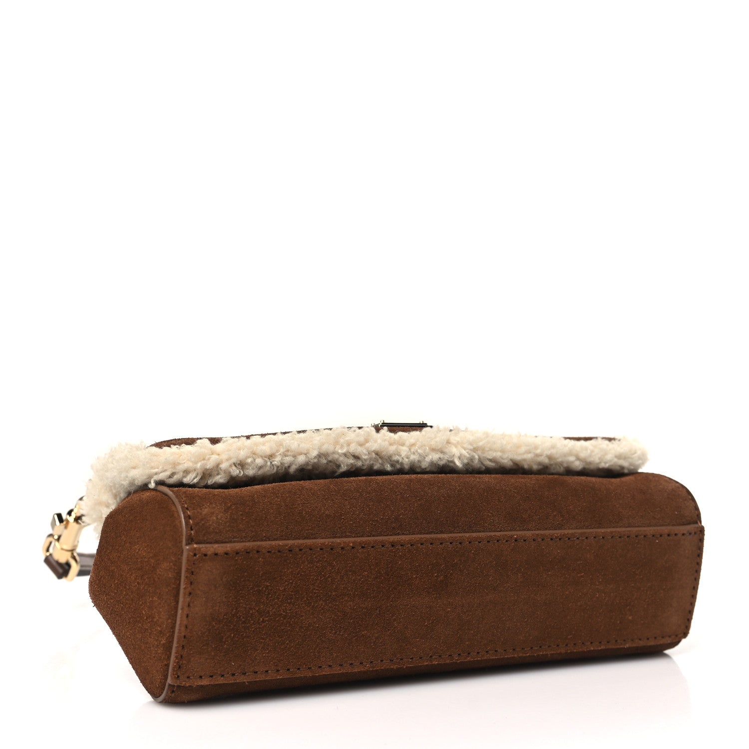 Dolce & Gabbana Suede Shearling Small Miss Sicily Satchel Marrone Caffe Latte 4 of 8