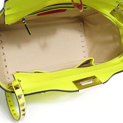 Valentino Garavani Vitello Small Rockstud Double Handle Tote Yellow Fluo 5 of 7