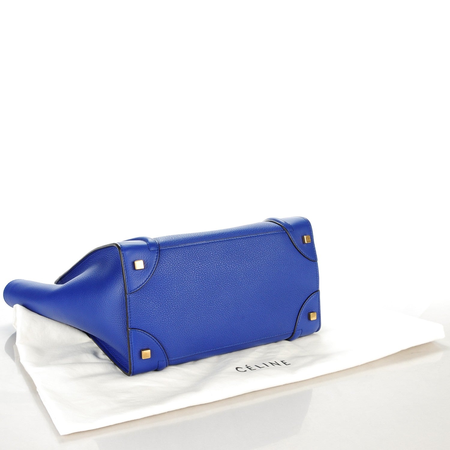 Celine Drummed Calfskin Mini Luggage Indigo 4 of 7