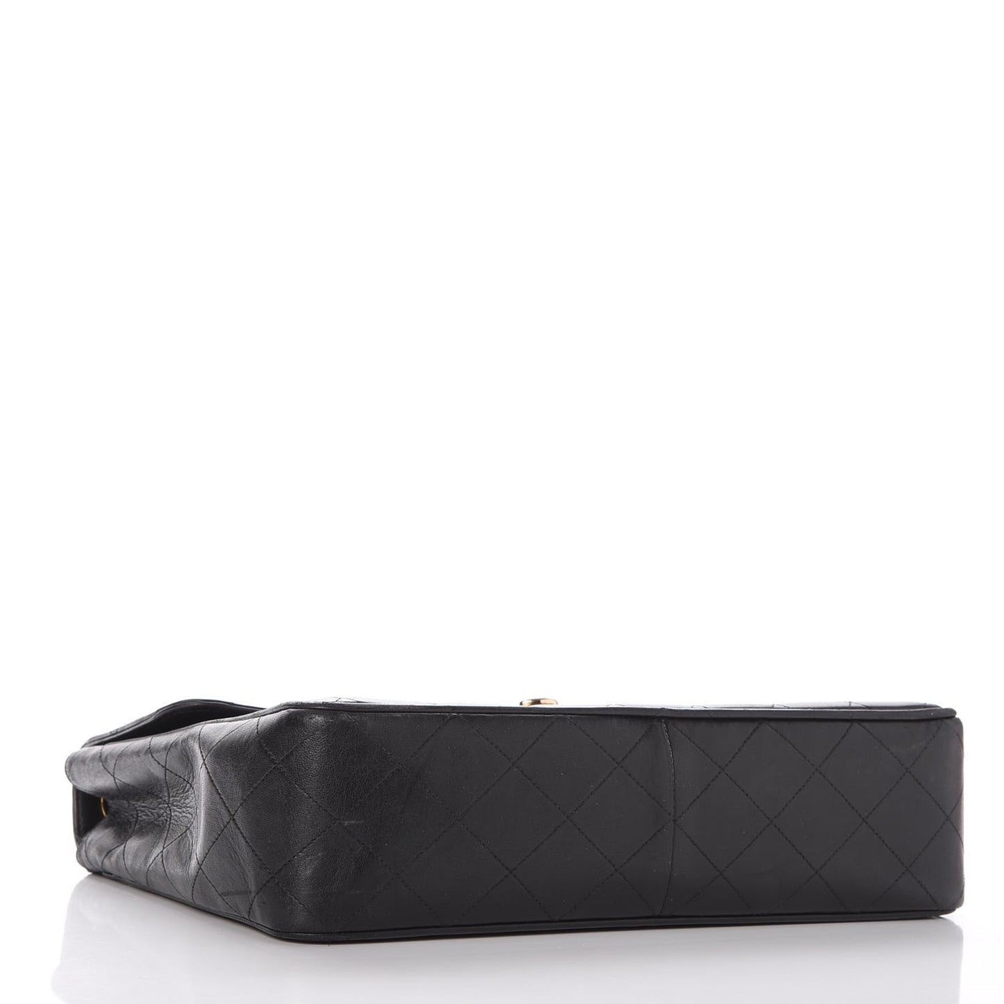Lambskin Quilted Jumbo Single Flap Black