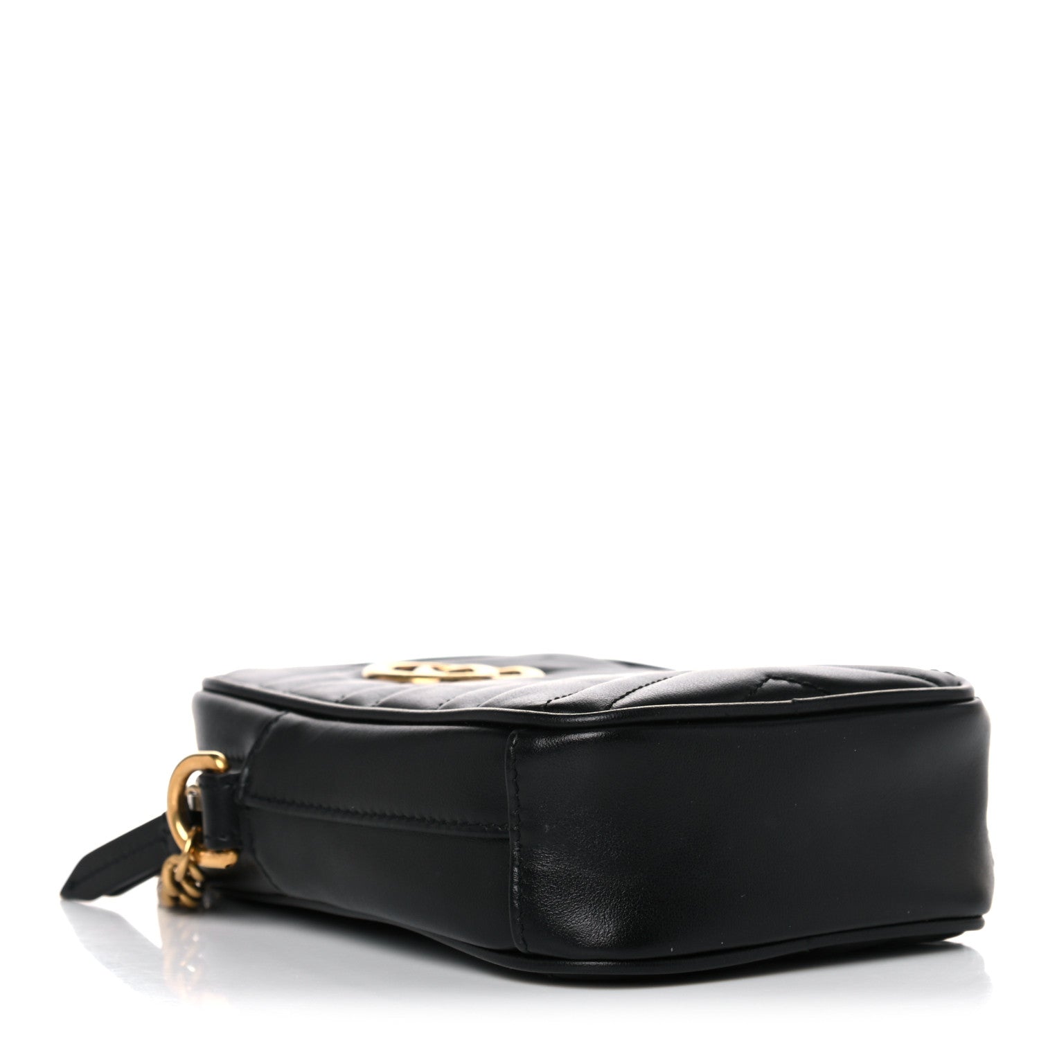 Gucci Calfskin Matelasse Mini GG Marmont Crossbody Bag Black 4 of 11