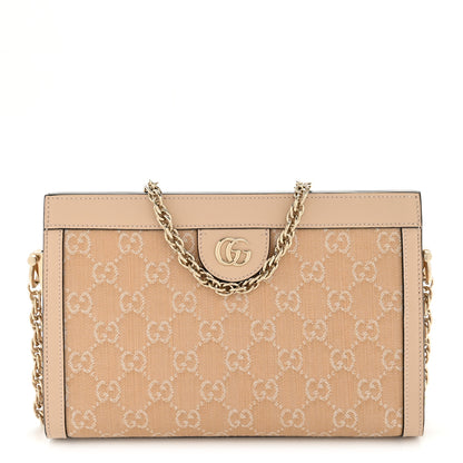 Gucci Denim Calfskin GG Monogram Small Ophidia Chain Shoulder Bag Light Beige 1 of 12