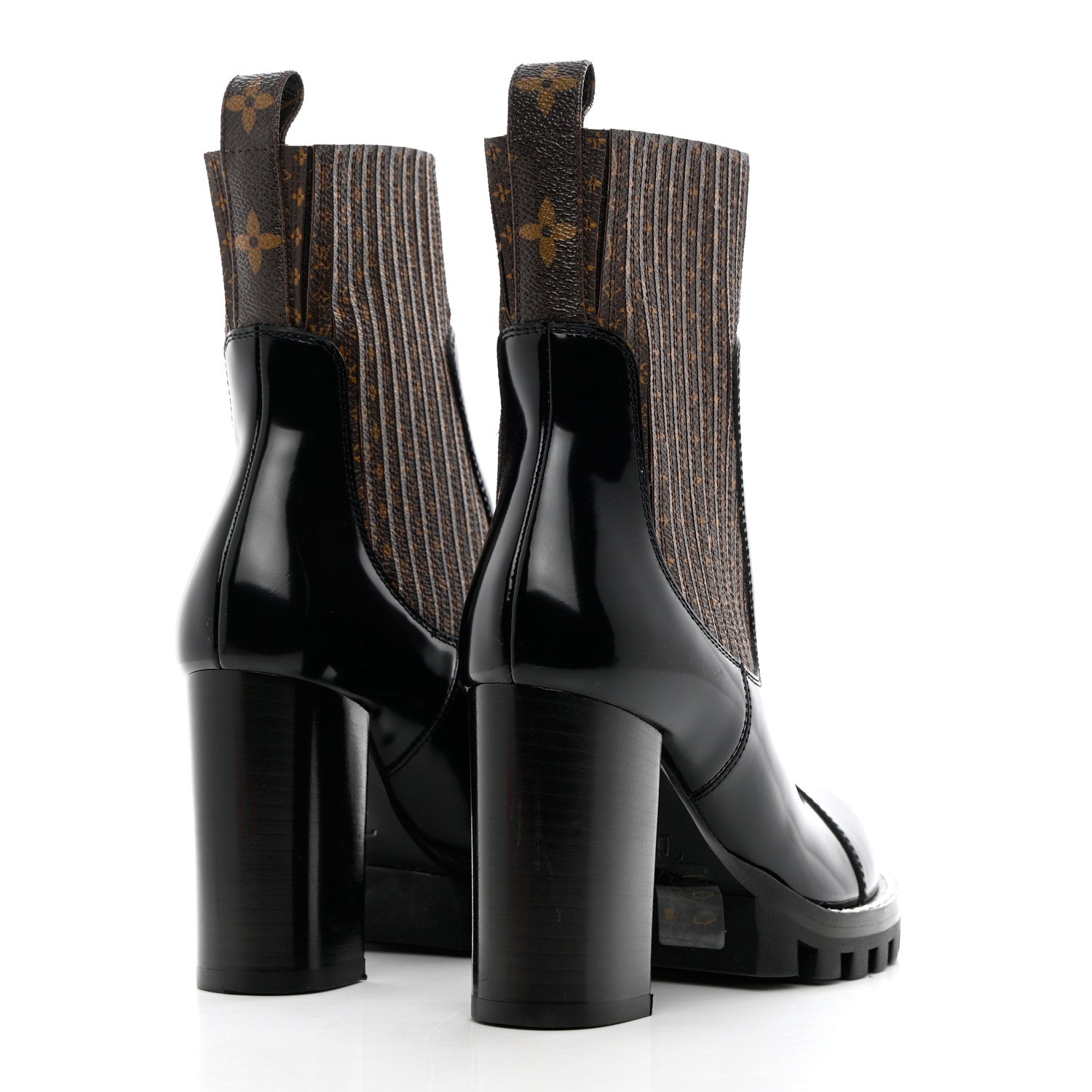 Louis Vuitton Patent Nano Monogram Ankle Star Trail Boots 36 Black 4 of 16