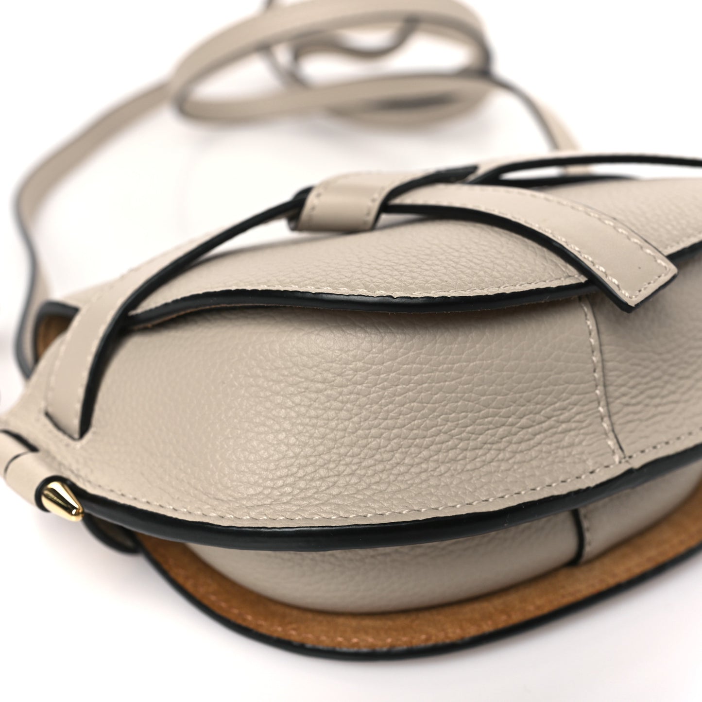 Pebble Grain Calfskin Mini Gate Dual Bag Light Oat