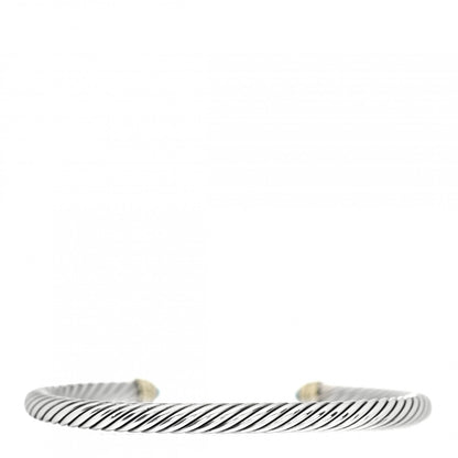David Yurman Sterling Silver 14K Yellow Gold Blue Topaz 5mm Cable Classics Petite Color Bracelet 3 of 4