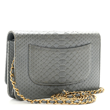 Chanel Snakeskin Wallet On Chain WOC Light Blue 3 of 13