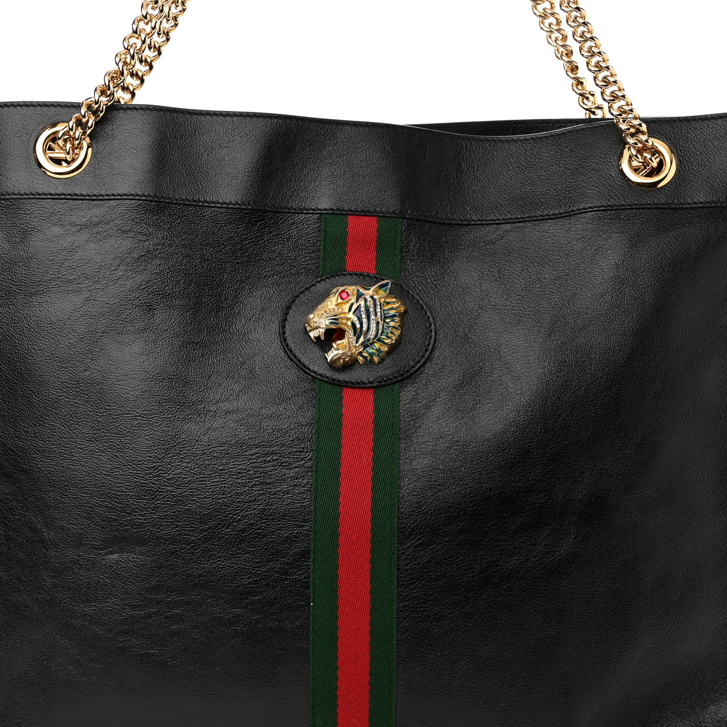 Calfskin Large Rajah Chain Tote Black