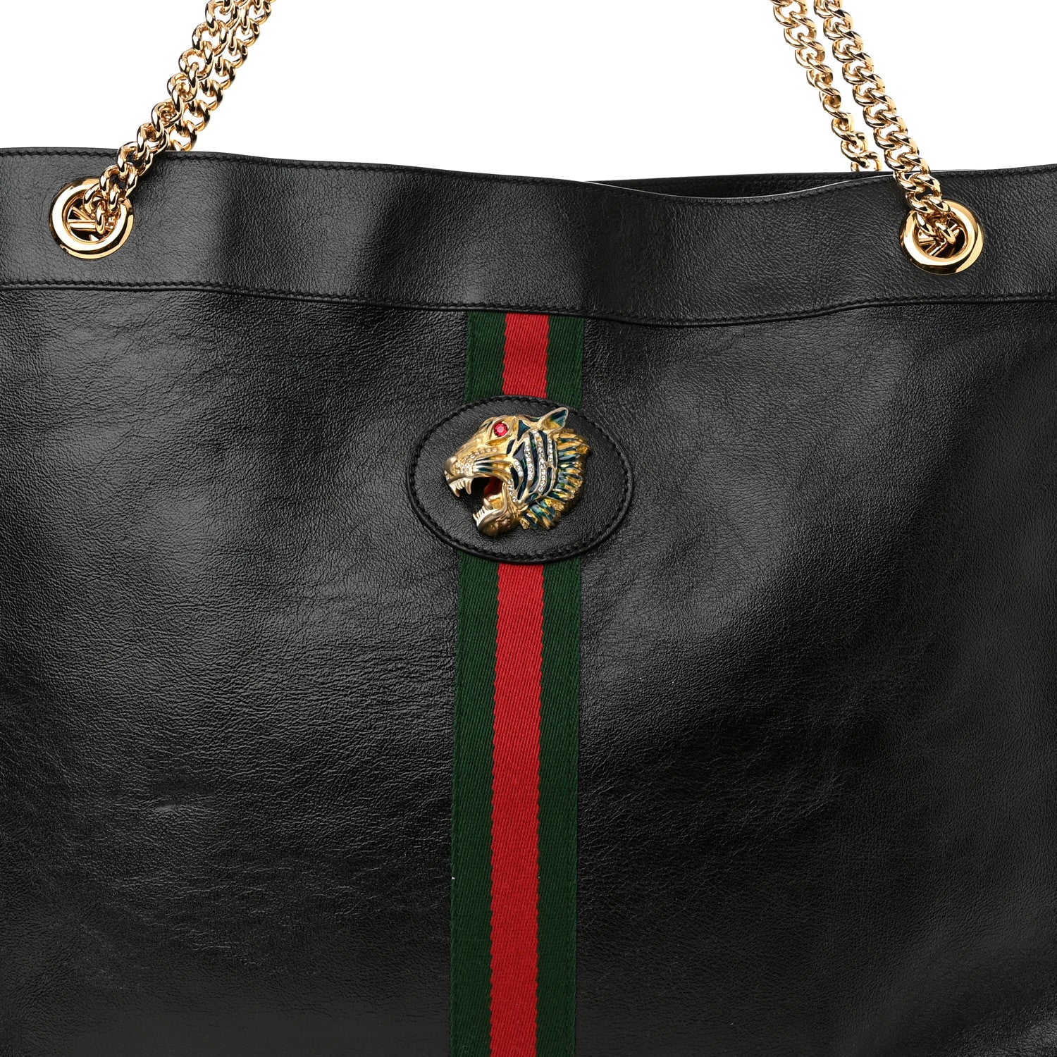 Gucci Calfskin Large Rajah Chain Tote Black 9 of 11