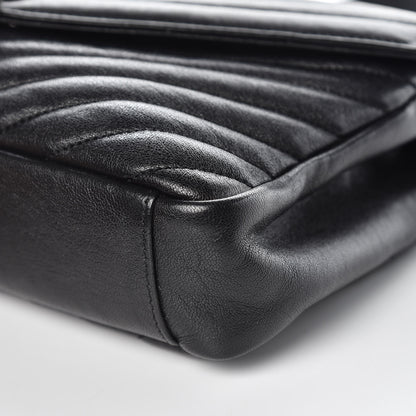 Saint Laurent Sheepskin Matelasse Chevron Monogram Medium College Bag Black 10 of 12