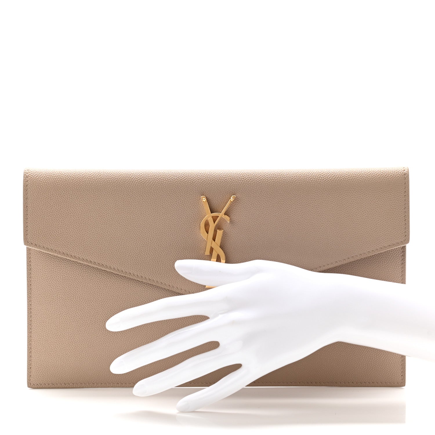 Saint Laurent Grain De Poudre Uptown Pouch Dark Beige 2 of 7