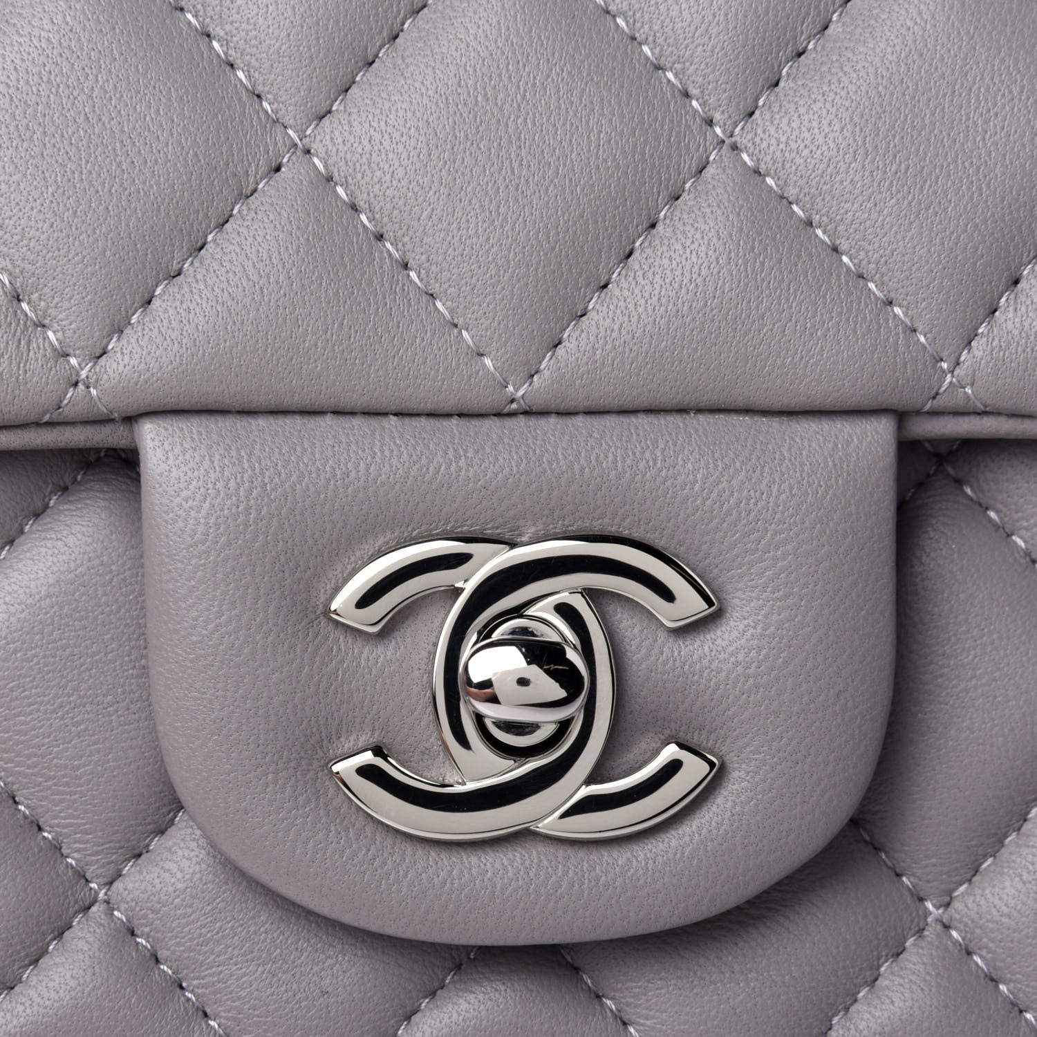 Chanel Lambskin Quilted Mini Rectangular Flap Grey 5 of 6