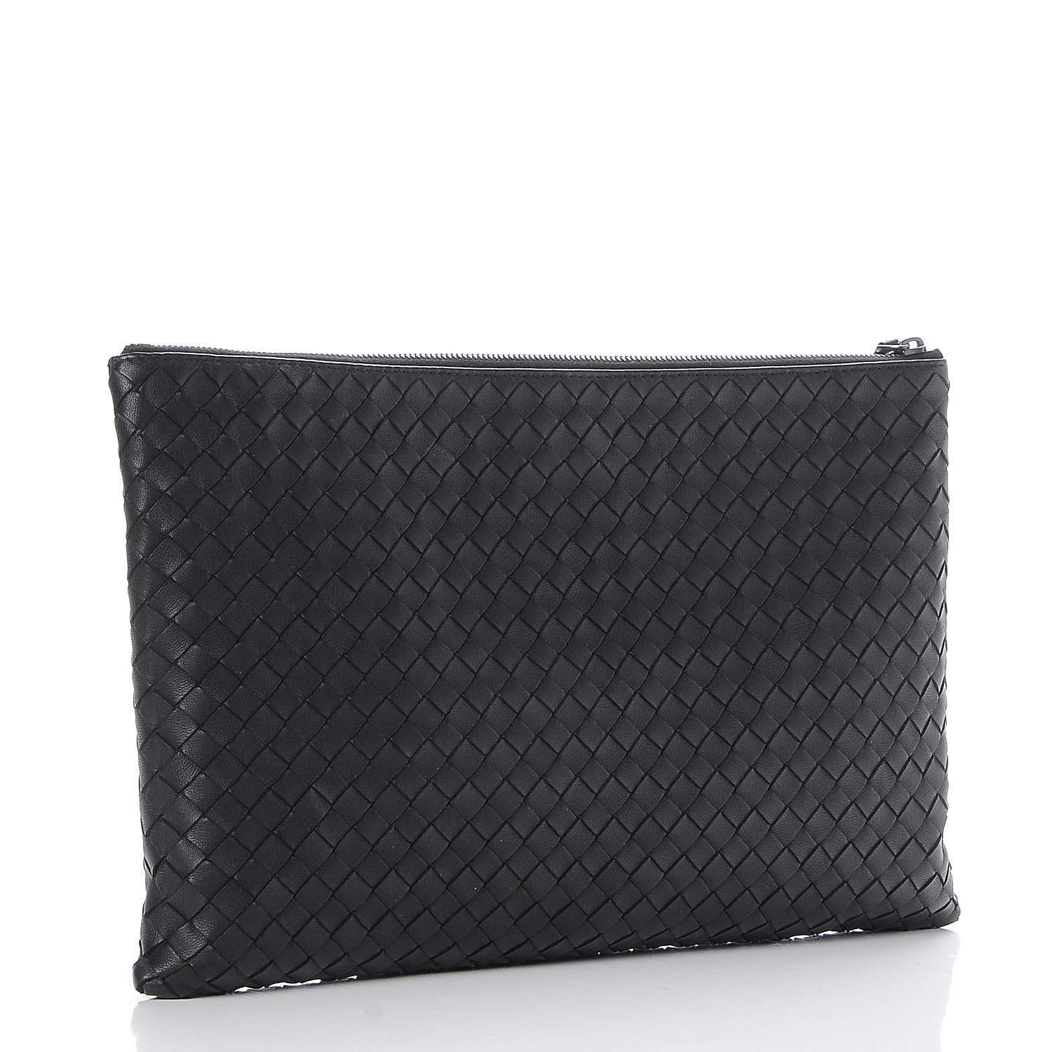 Bottega Veneta Nappa Intrecciato Large Flat Zip Biletto Pouch Nero Black 3 of 7