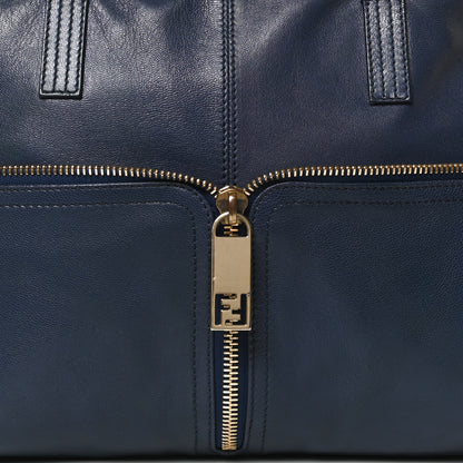 Fendi Sheepskin Zipper Satchel Navy 9 of 13