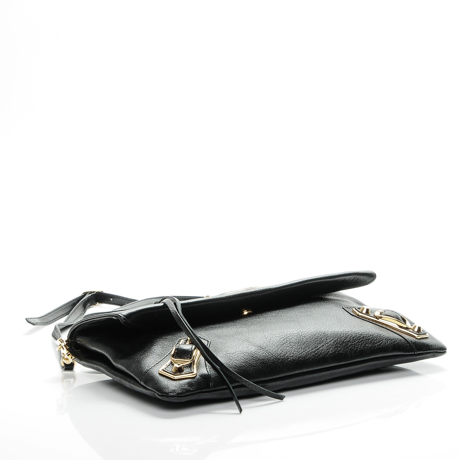 Balenciaga Chevre Gold Metallic Edge Hardware Envelope Clutch Black 4 of 7