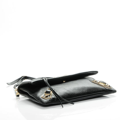 Balenciaga Chevre Gold Metallic Edge Hardware Envelope Clutch Black 4 of 7