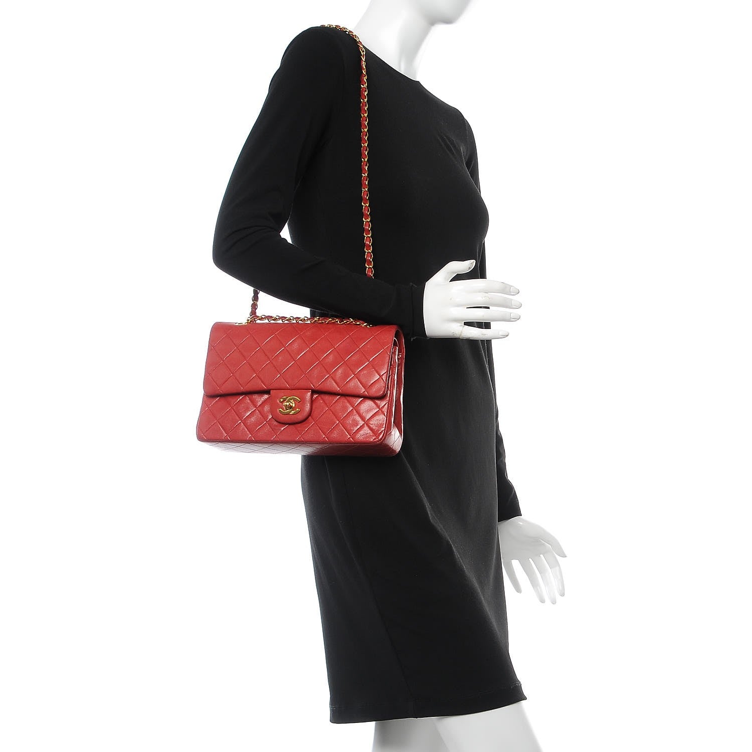 Chanel Lambskin Quilted Medium Double Flap Red 2 of 15
