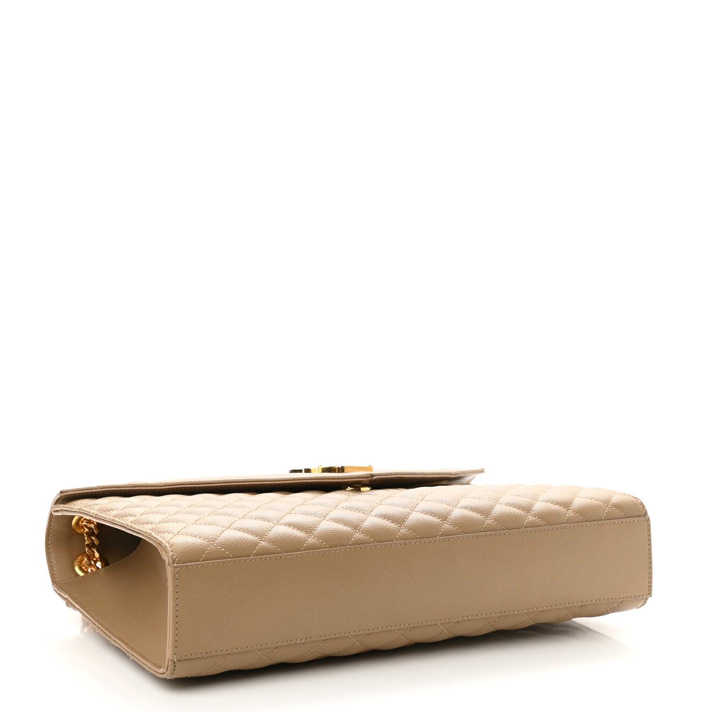 Grain De Poudre Textured Mixed Matelasse Triquilt Large Monogram Satchel Natural Tan
