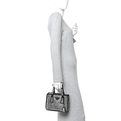 Prada Satin Crystal Mini Galleria Double Zip Tote Metal 2 of 13