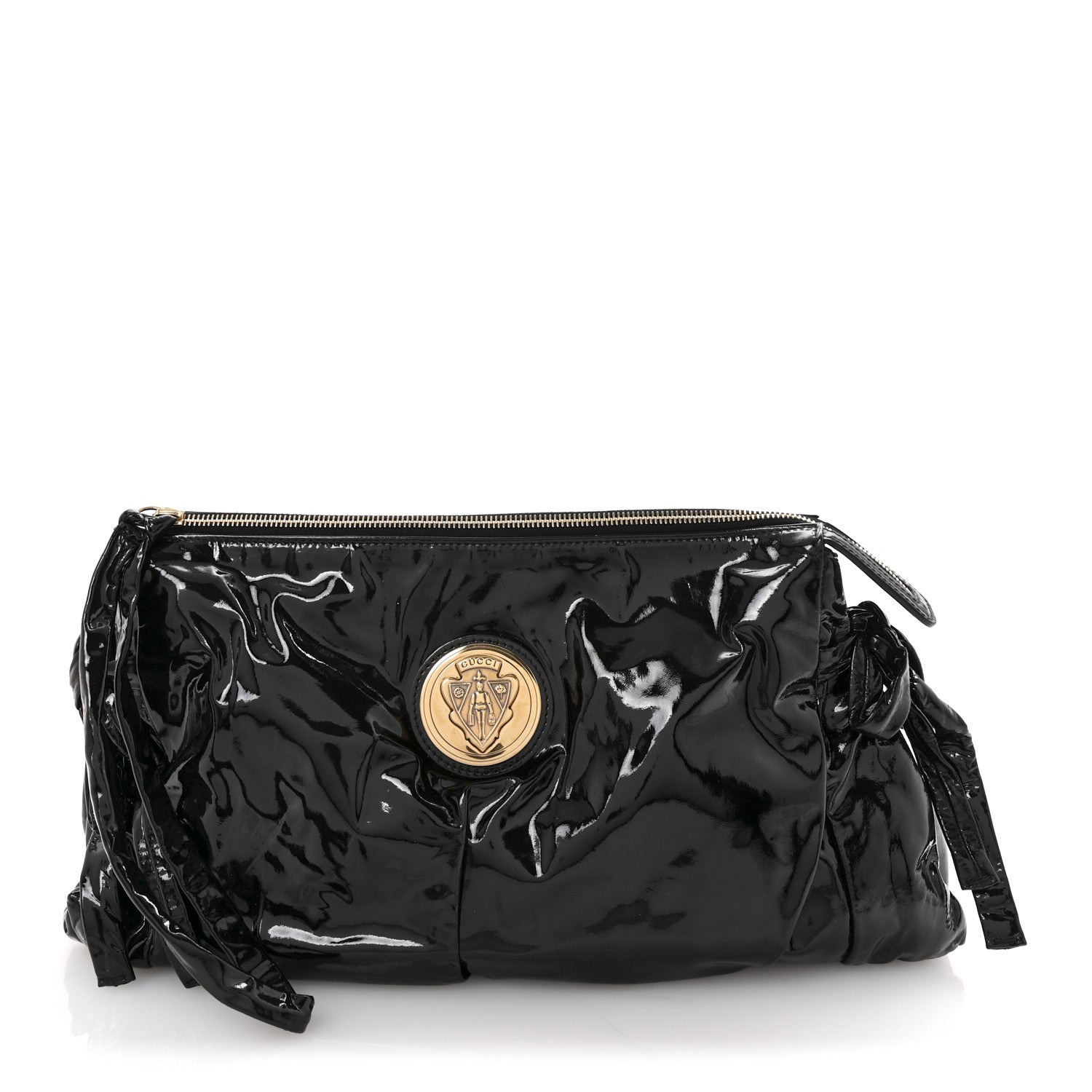 Gucci Patent Hysteria Large Clutch Black 1 of 8