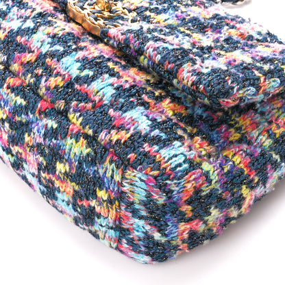 Chanel Tweed Quilted Medium Chanel 19 Flap Dark Multicolor 10 of 10