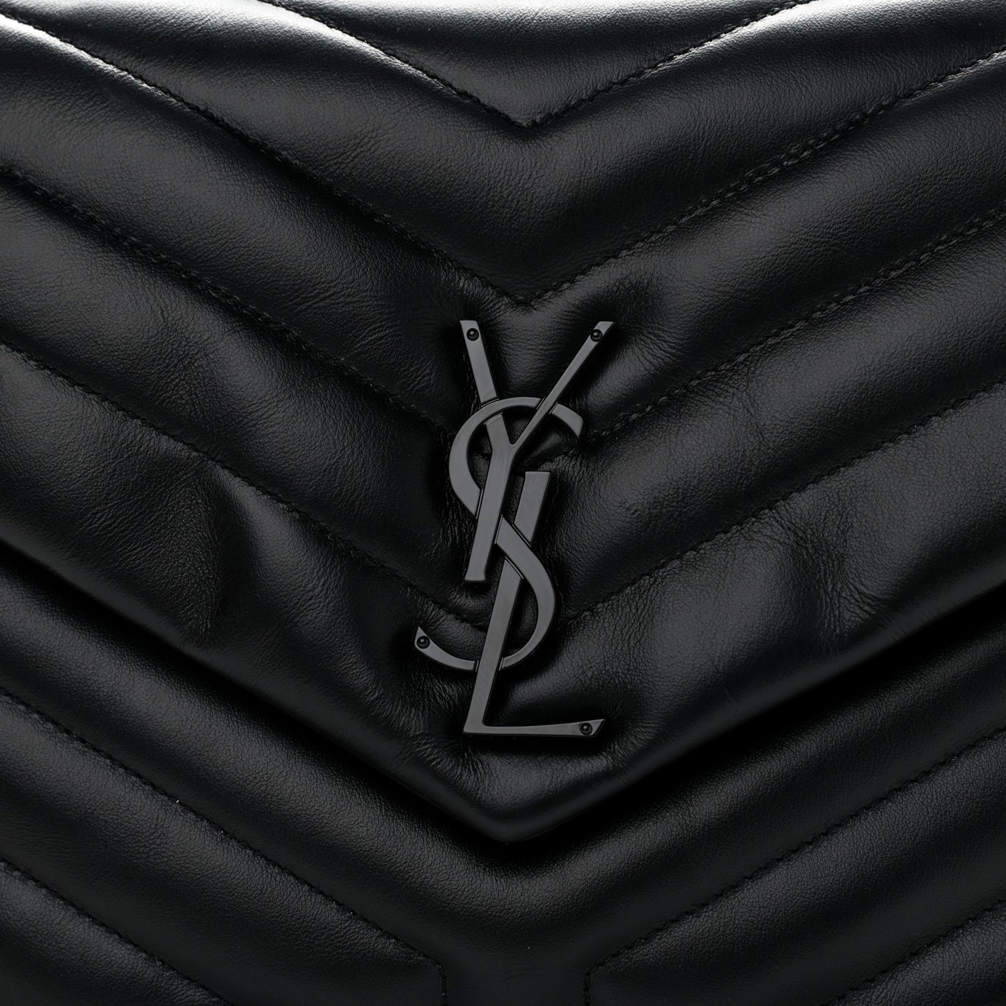 Calfskin Y Quilted Monogram Medium Loulou Chain Satchel Black