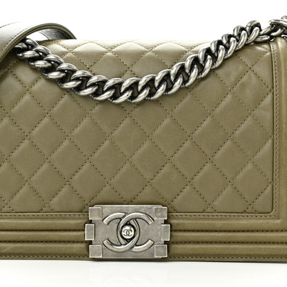Chanel Calfskin Quilted Medium Boy Flap Green 8 of 10