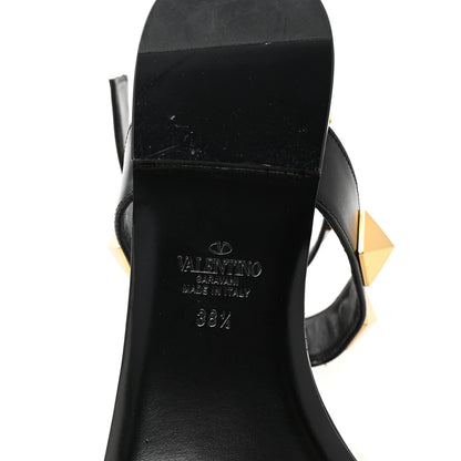 Valentino Garavani Calfskin Roman Stud Ankle Strap Flat Sandals 38.5 Black 7 of 10