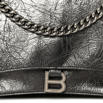 Balenciaga Metallic Crushed Calfskin Large Crush Chain Bag Steel Grey 9 of 11