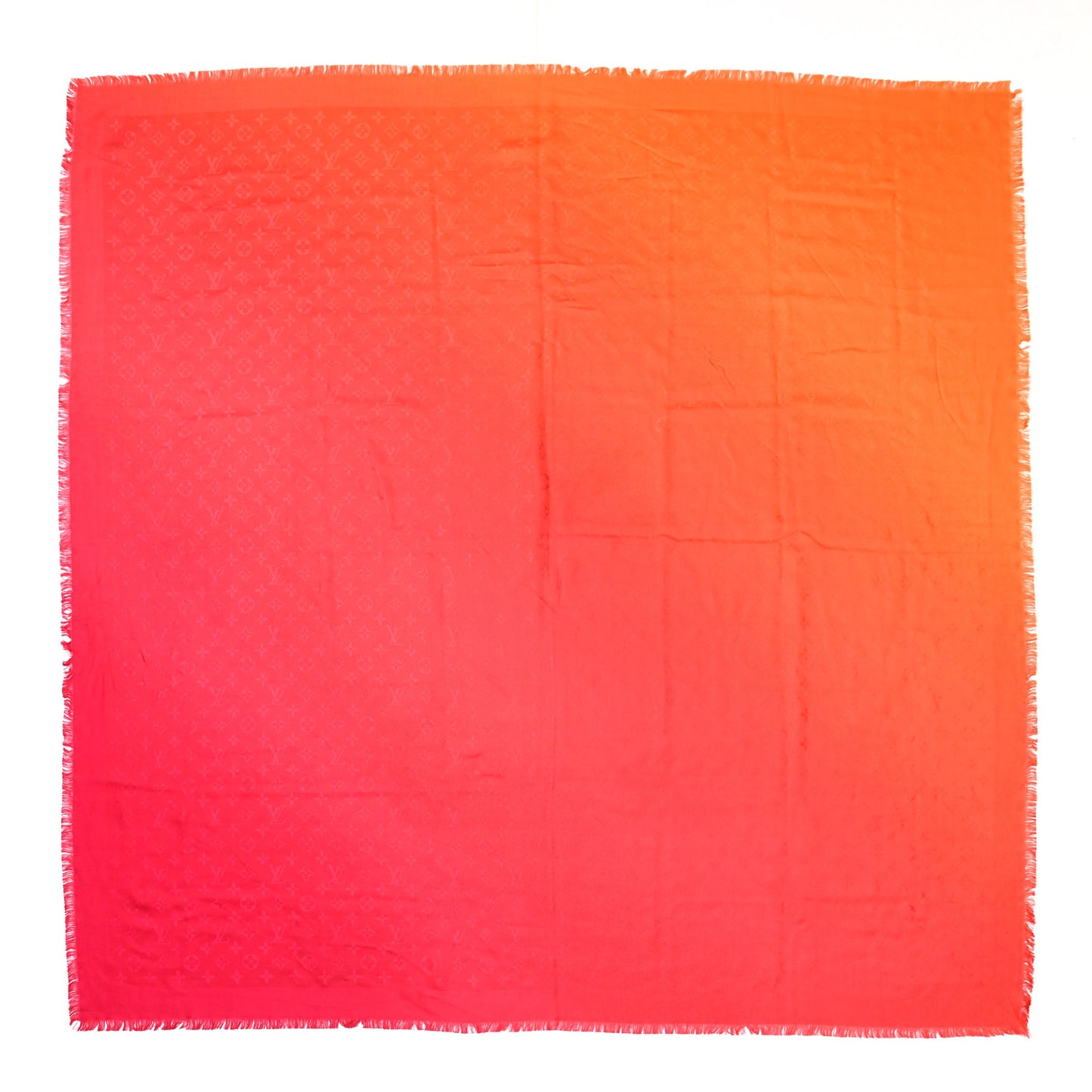 Silk Wool Monogram Sunrise Shawl Corail