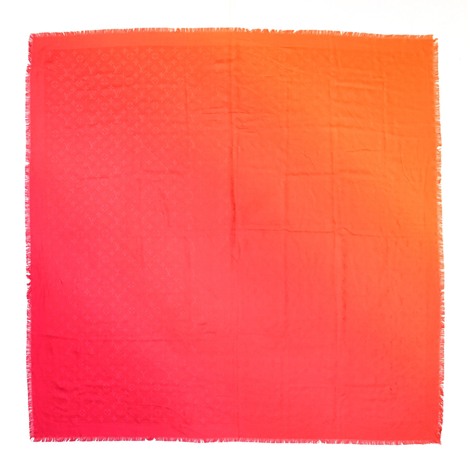 Louis Vuitton Silk Wool Monogram Sunrise Shawl Corail 1 of 8