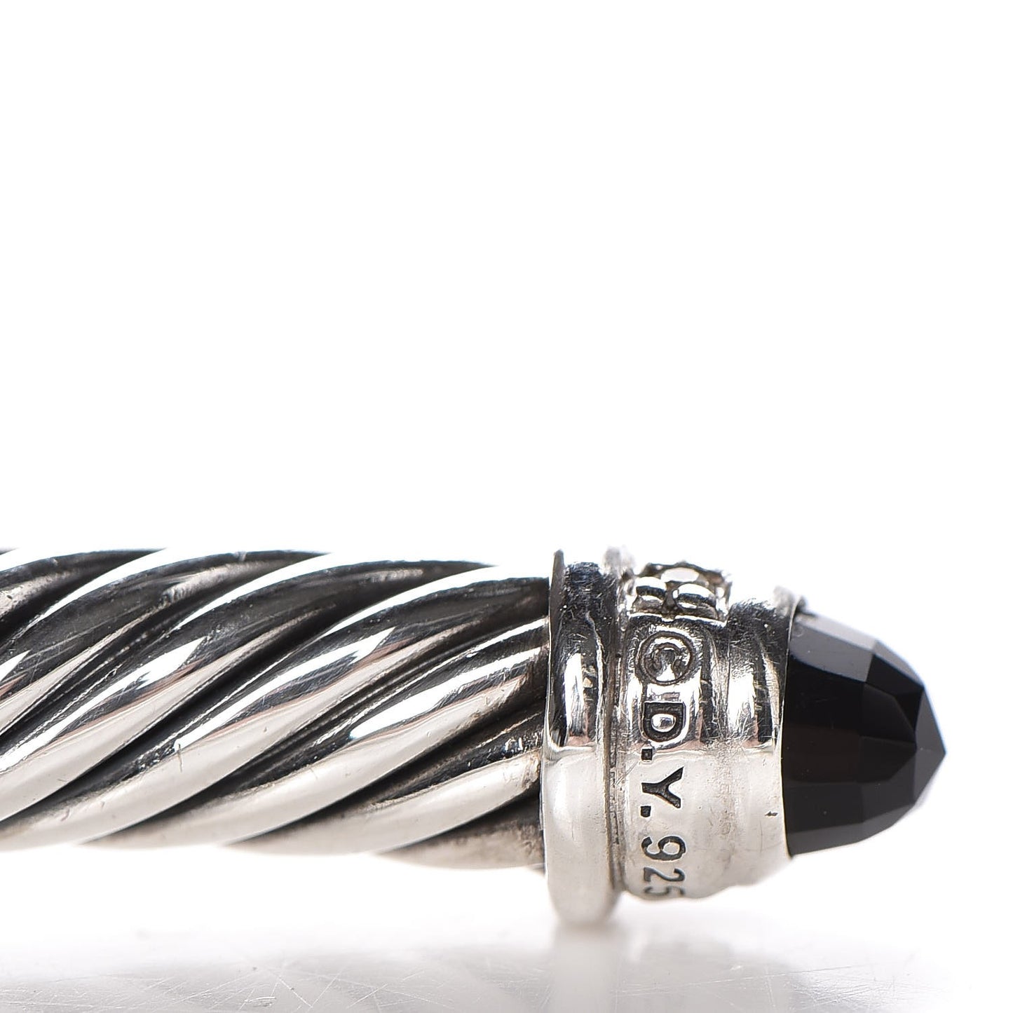 Sterling Silver Diamond Black Onyx 5mm Cable Classics Bracelet