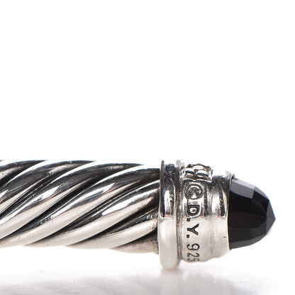 David Yurman Sterling Silver Diamond Black Onyx 5mm Cable Classics Bracelet 4 of 5