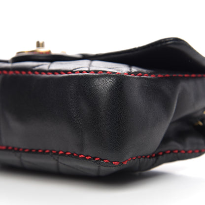 Chanel Lambskin Quilted Small Contrast Stitch Flap Black 8 of 9