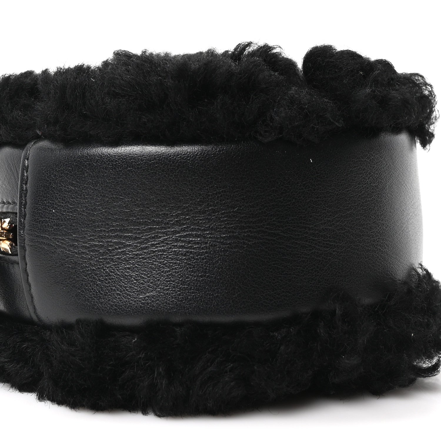Chanel Shearling Sheepskin Chanel 19 Round Clutch With Chain Black 9 of 10