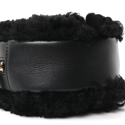 Chanel Shearling Sheepskin Chanel 19 Round Clutch With Chain Black 9 of 10