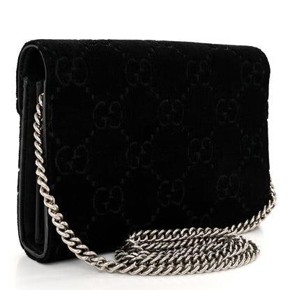Gucci Velvet GG Monogram Mini Dionysus Chain Wallet Black 3 of 11