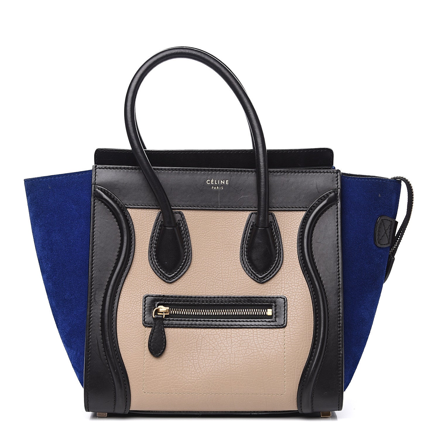 Celine Elephant Calfskin Suede Micro Tri-Color Luggage Sand 1 of 14