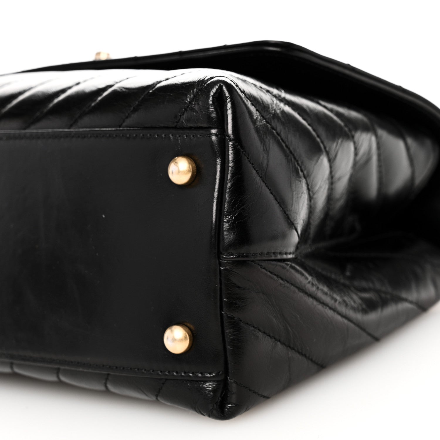 Chanel Calfskin Lizard Chevron Quilted Small Coco Handle Flap Black 10 of 10