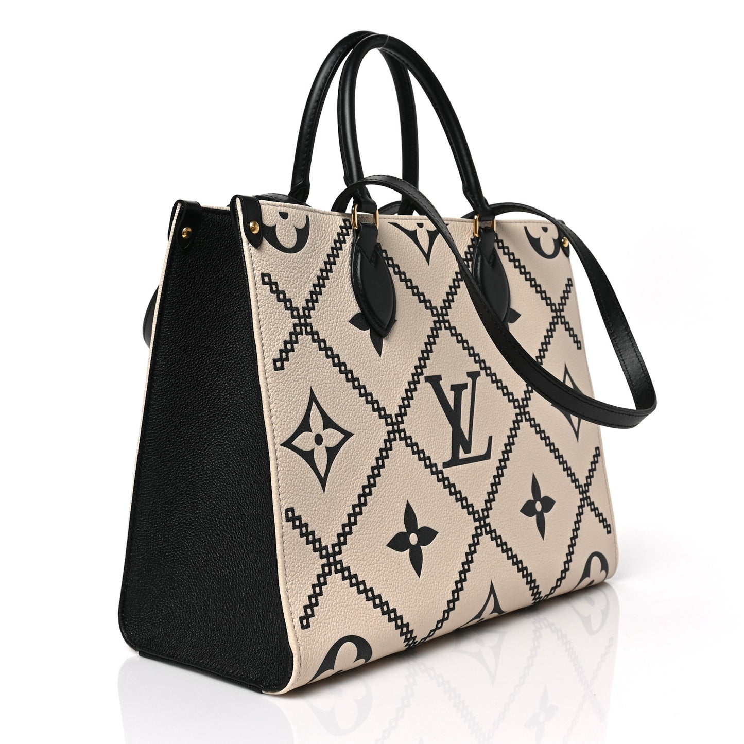 Empreinte Monogram Giant Broderies Onthego MM Cream Black