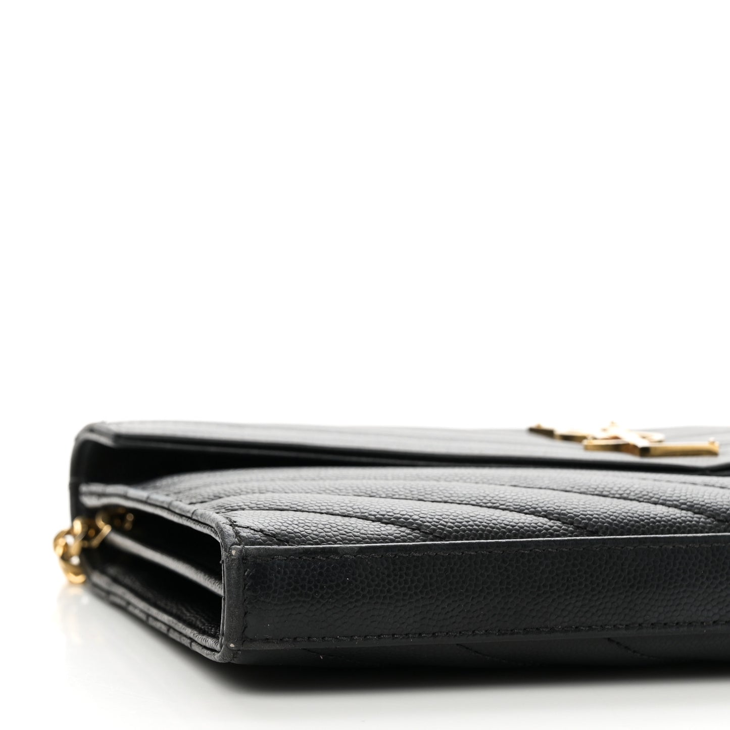 Grain De Poudre Matelasse Chevron Monogram Chain Wallet Black