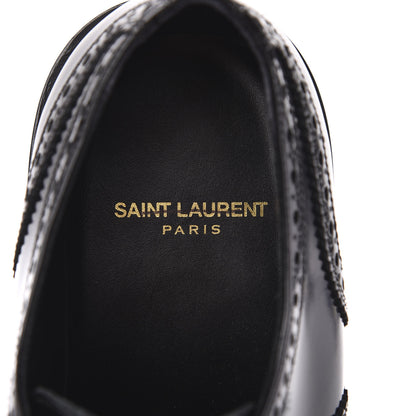 Saint Laurent Patent Calfskin Army Brogue Wingtip Oxfords 41 Black 7 of 8
