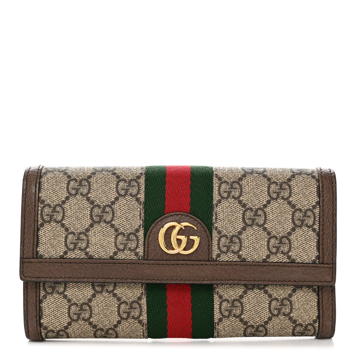 GG Supreme Monogram Web Ophidia Continental Wallet Brown